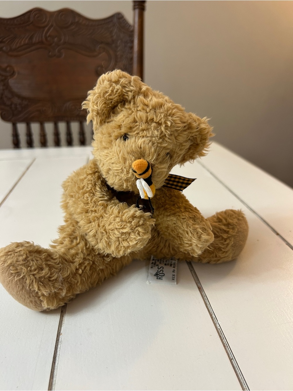 Vintage Russ Plush Teddy Bear with Bumblebee & Bow Accent